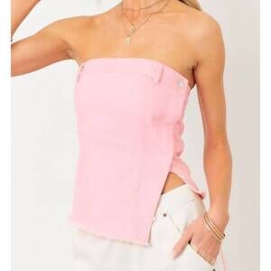 NEW BABY PINK strapless pink denim tube top in pink